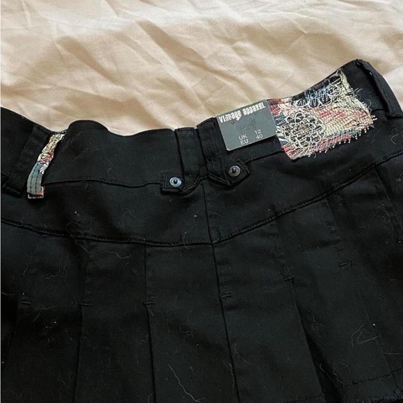 black denim pleated mini skirt - Picture 2 of 3
